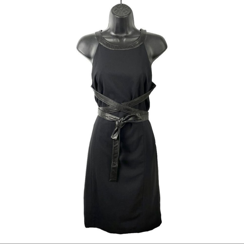 NEW Blink Black Sleeveless 90s Dress w/ Leather Criss Cross Tie Straps Size 4